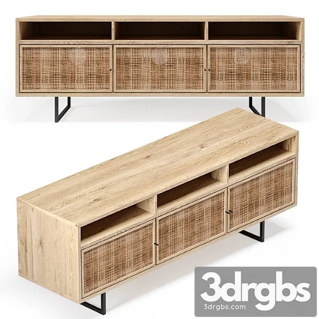 Natural cane media console 2 3D Model Download