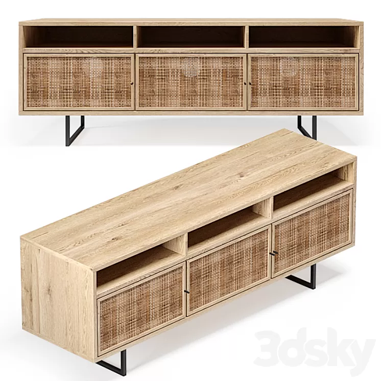 Natural Cane Media Console 3D Model