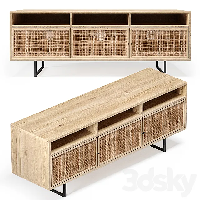 Natural Cane Media Console 3DModel Natural Cane Media Console 3DModel