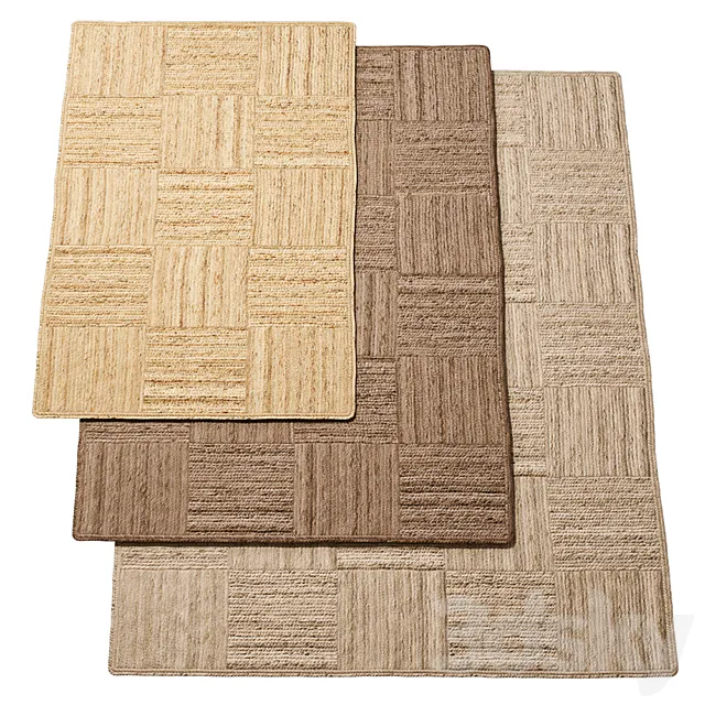 Natural Checker Braided Jute Rug 3D Model