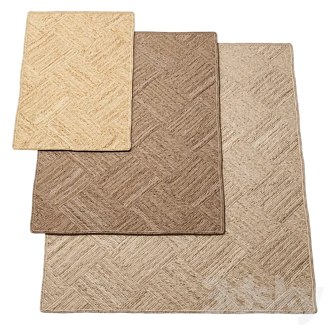 Natural Diagonal Checker Braided Jute Rug 3D Model Natural Diagonal Checker Braided Jute Rug 3D Model