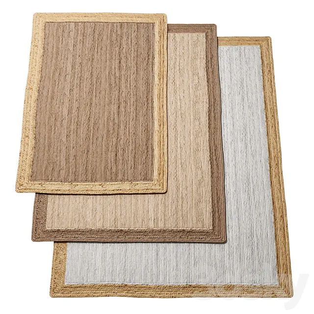 Natural Framed Braided Jute Rug 3D Model Natural Framed Braided Jute Rug 3D Model