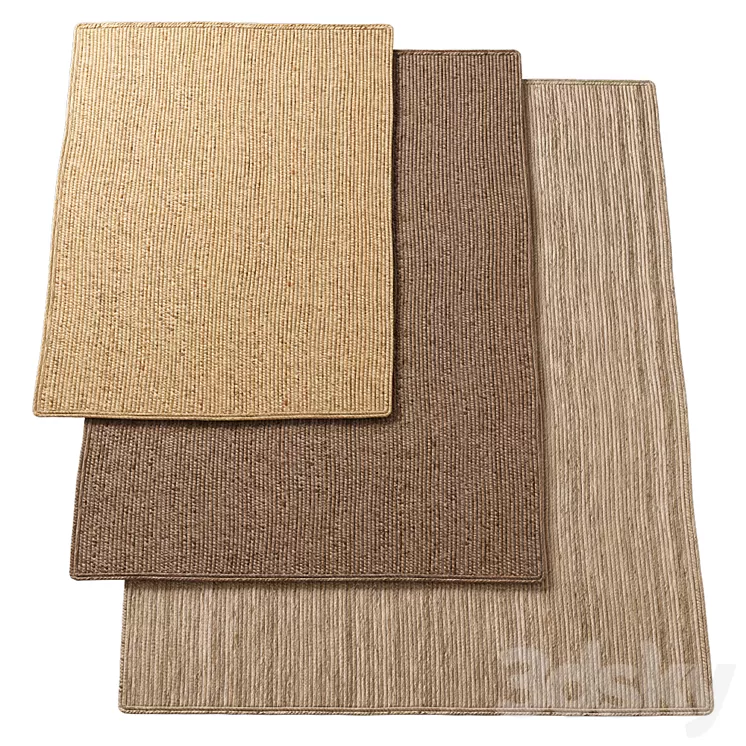 Natural Lengthwise Braided Jute Rug 3D Model Free Download