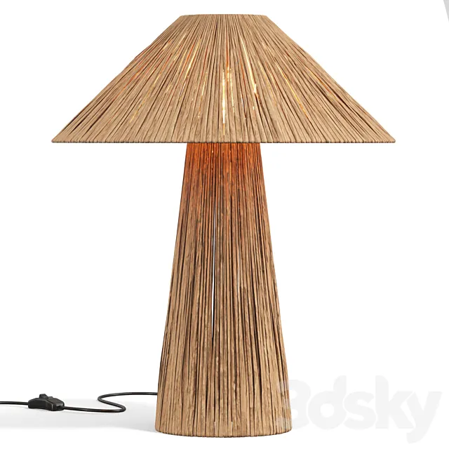 Natural Raffia Lamp 3D Model Natural Raffia Lamp 3D Model