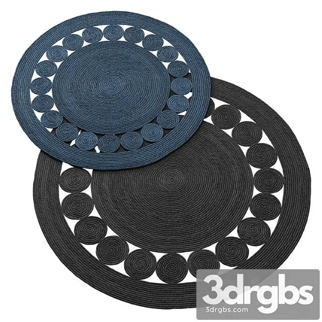 Natural Round Shape Braided Jute Rug 3D Model Download