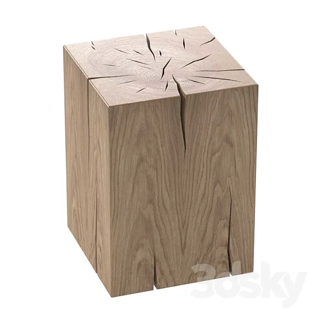 NATURAL SOLID OAK CUBE TABLE BY ROSE UNIACKE 3DModel
