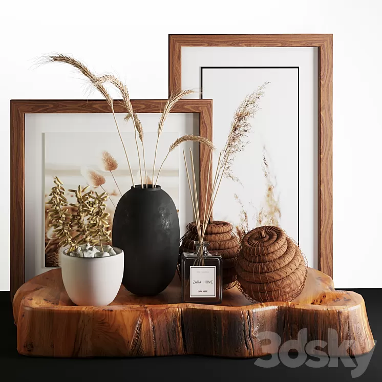 Natural Wood and Wheat decorative 3D Model