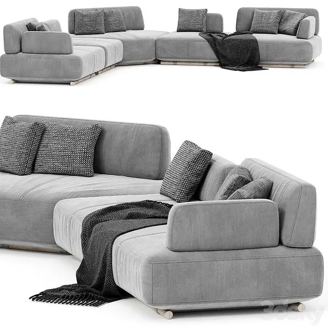 Natuzzi Italia Cava Sectional upholstered sofa 3D Model Natuzzi Italia Cava Sectional upholstered sofa 3D Model