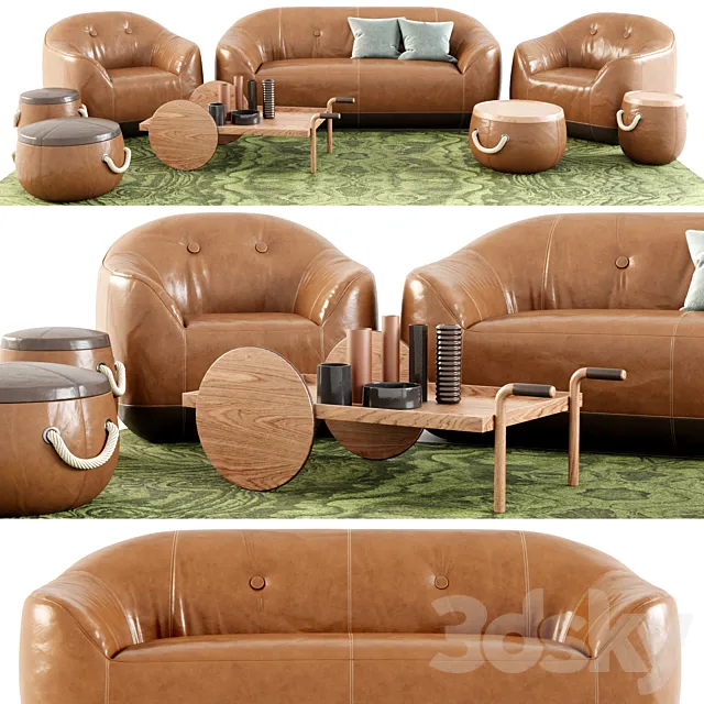 Natuzzi Italia Furrow Set 3DModel Natuzzi Italia Furrow Set 3DModel