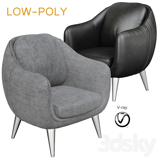 Natuzzi Italia Platea Armchair (low poly) 3DModel Natuzzi Italia Platea Armchair (low poly) 3DModel