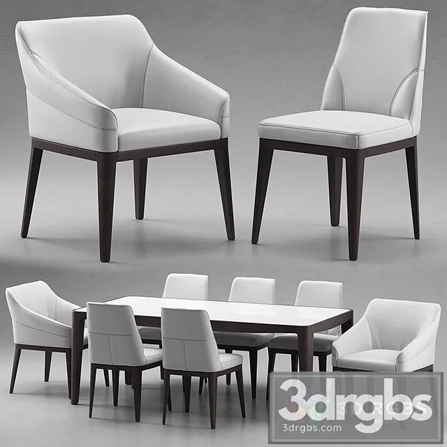 Natuzzi Minerva Table and Chair 3D Model Download