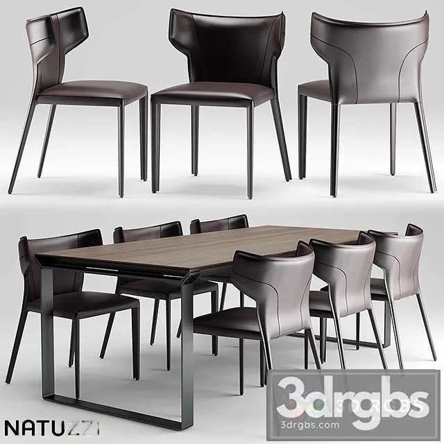 Natuzzi Omega Table Pigreco Chair 3D Model Download
