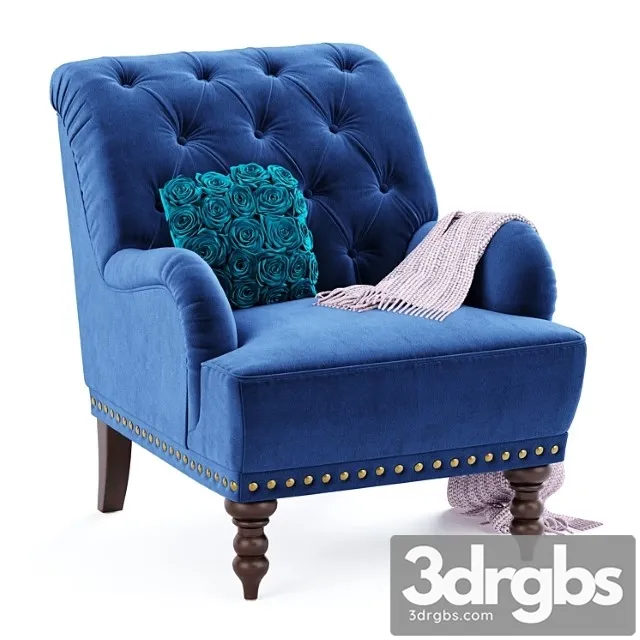 Navy blue velvet armchair 3D Model Download Navy blue velvet armchair 3D Model Download