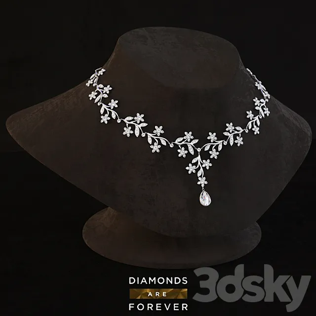 Necklace with diamonds 3D Model Necklace with diamonds 3D Model