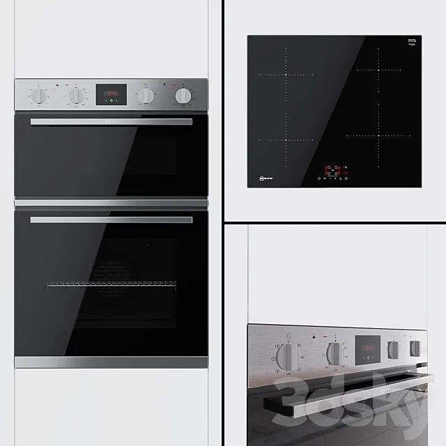 Neff – double oven U1HCC0AN0B and hob T36FB41X0G 3DModel