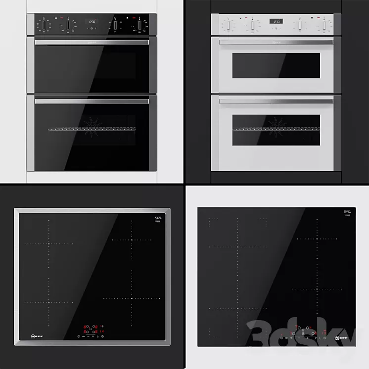Neff – dual ovens J1ACE2HN0B J1ACE2HW0B and cooking surfaces T36BB40N0 T46FD53X0 3D Model
