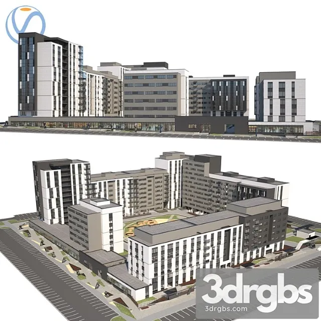Neighborhood Building Multi Apartment Residential Building h 2 3D Model Download Neighborhood Building Multi Apartment Residential Building h 2 3D Model Download