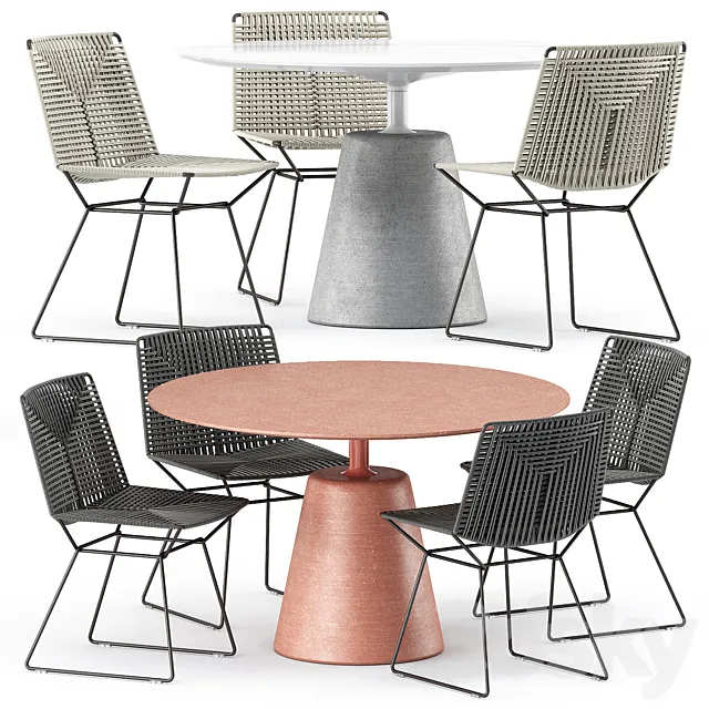 NEIL TWIST CHAIR and ROCK TABLE by Mdf Italia 3D Model