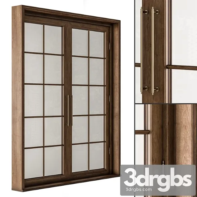 Neo Classic Glass And Wood Door Set 42 3D Model Download