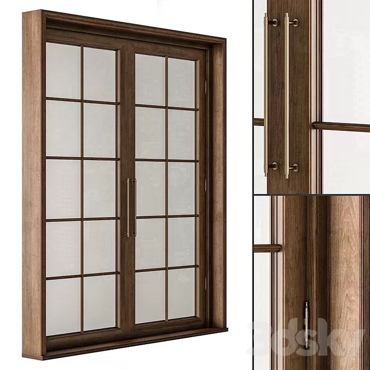 Neo Classic Glass and Wood Door Set 42 3D Model Free Download