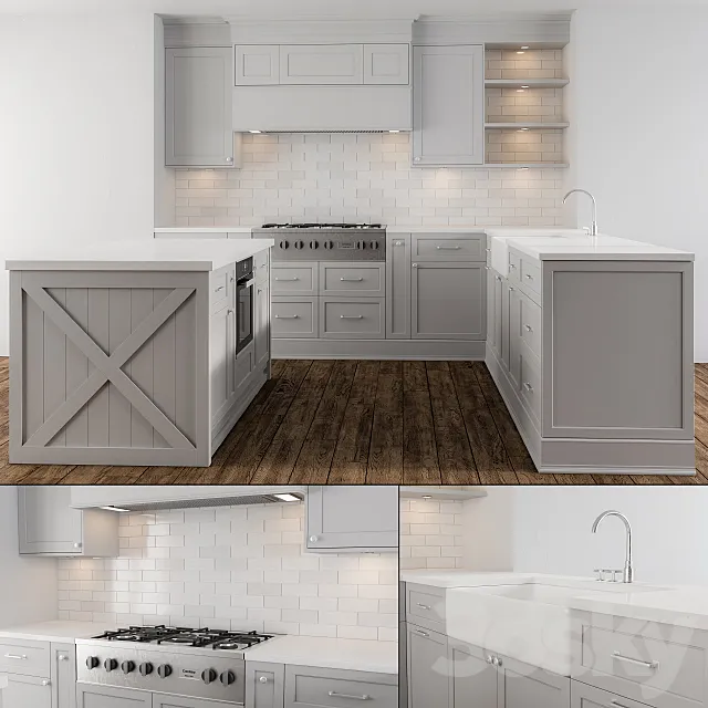 Neo Classic Gray Kitchen 3D Model Neo Classic Gray Kitchen 3D Model