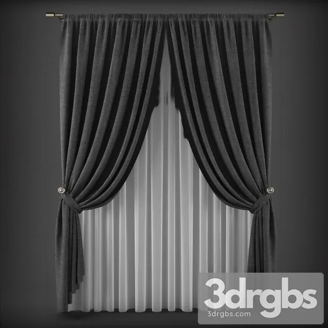 Neoclassic Curtain Black 3D Model Download