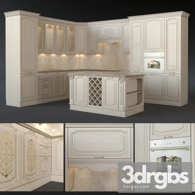 Neoclassic Kitchen Cabinet 2 3D Model Download