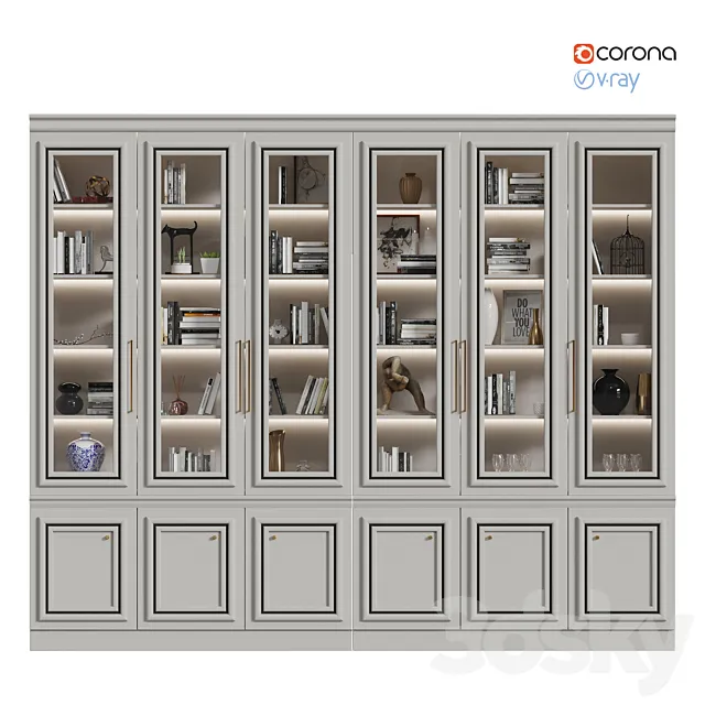 Neoclassic wardrobe with decor 3D Model