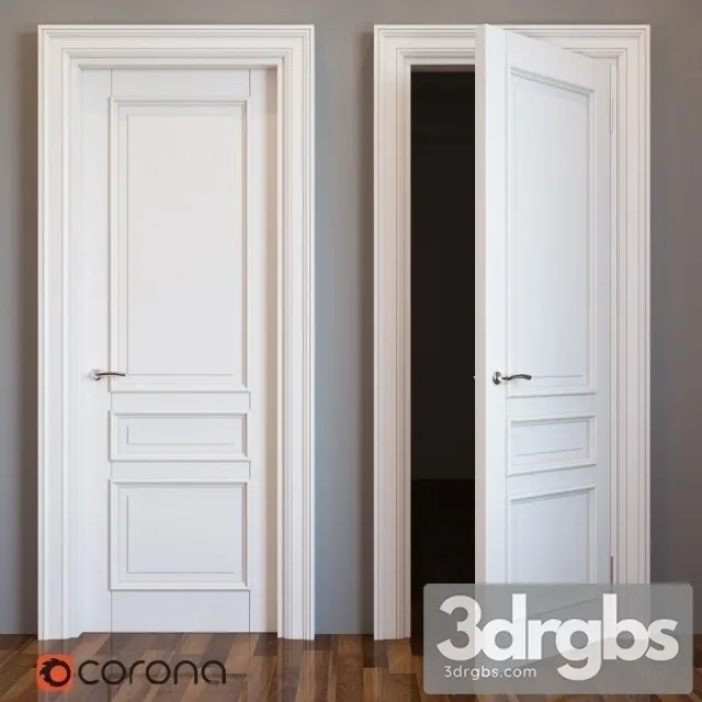 Neoclassic White Door 3D Model Download