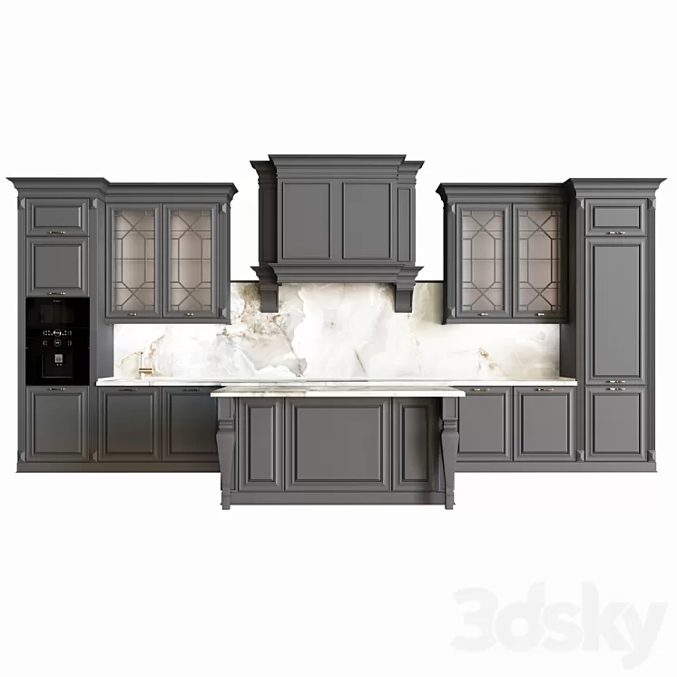 Neoclassical kitchen 04 3D Model Free Download Neoclassical kitchen 04 3D Model Free Download