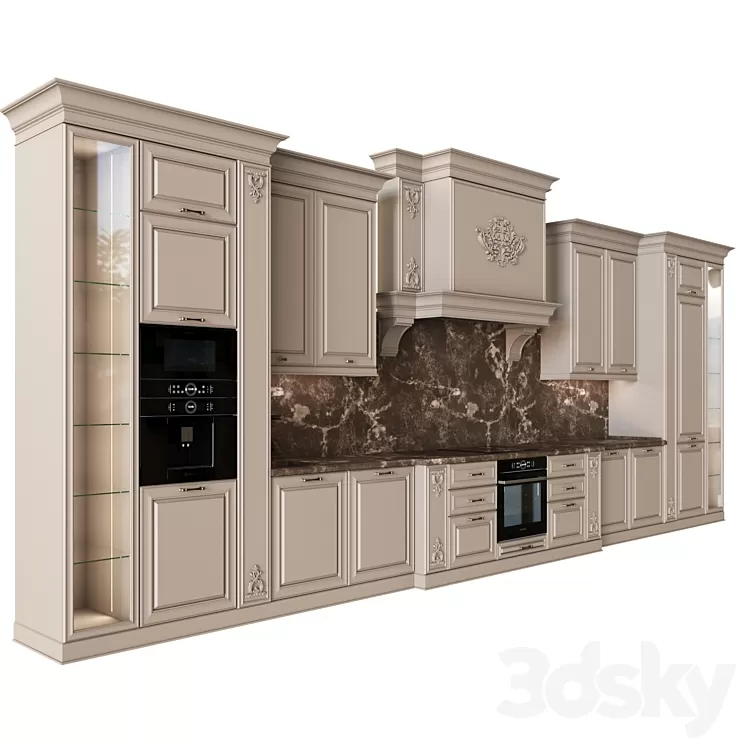 Neoclassical kitchen 06 3D Model Free Download Neoclassical kitchen 06 3D Model Free Download