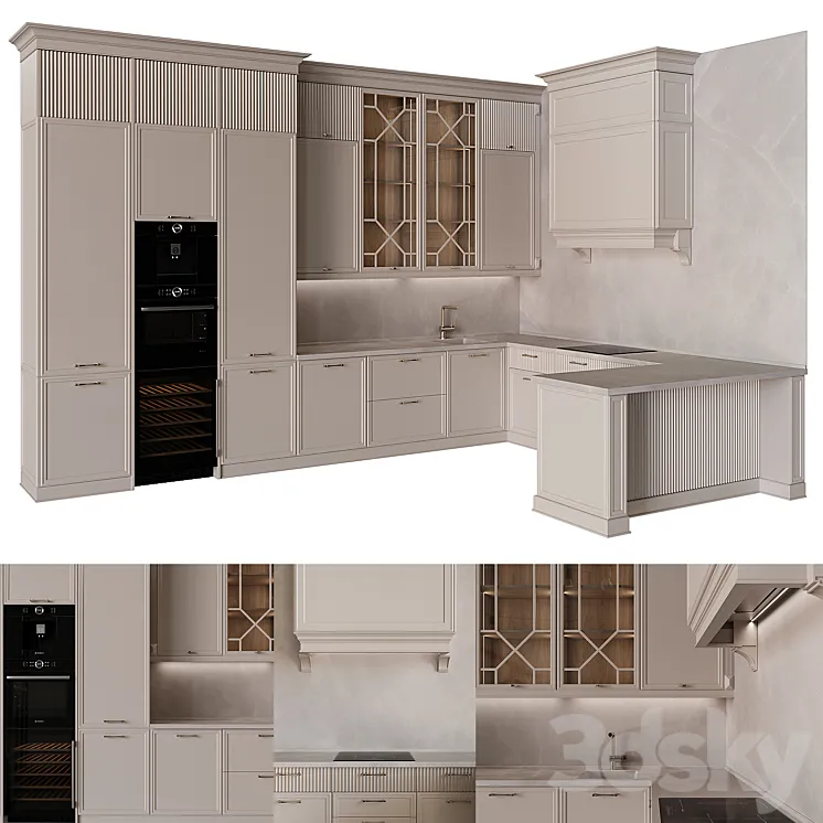 Neoclassical kitchen 34 3D Model Free Download