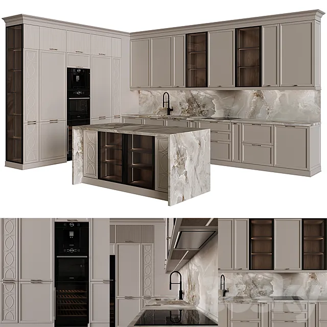 Neoclassical kitchen 40 3D Model Neoclassical kitchen 40 3D Model