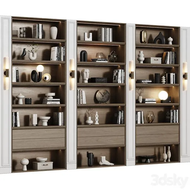 Neoclassical modular shelving unit 01 3D Model