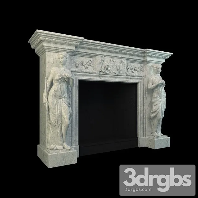 Neoclassical Plaster Fireplace 2 3D Model Download