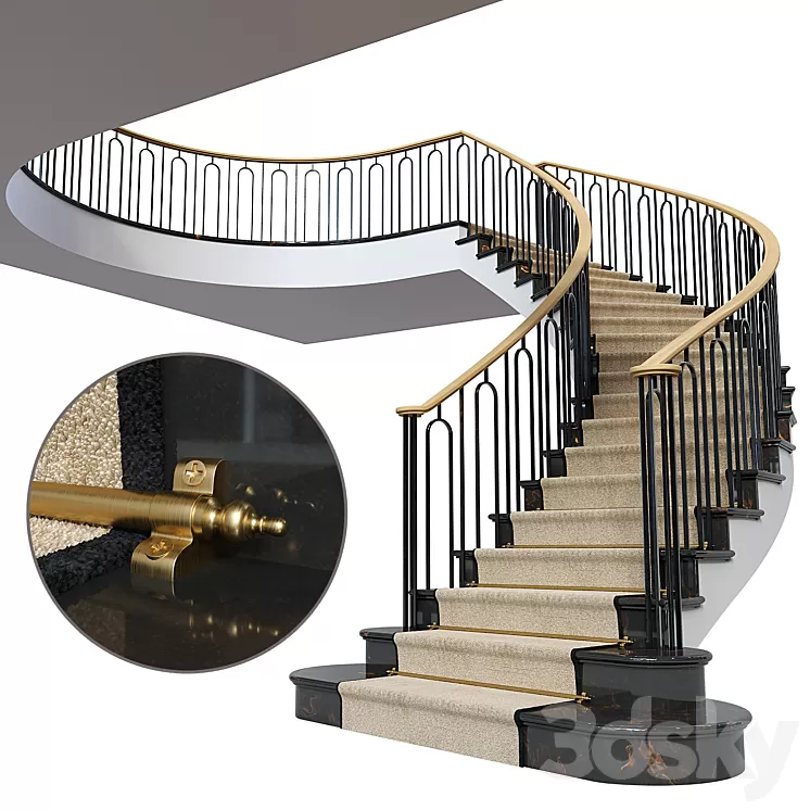 Neoclassical staircase 2 3D Model Free Download