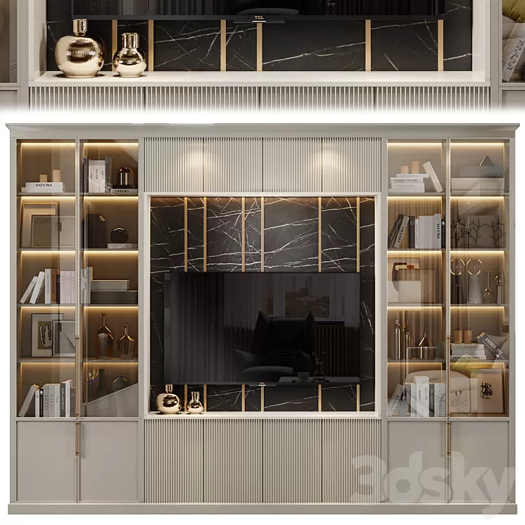 Neoclassical TV wall 008 3D Model