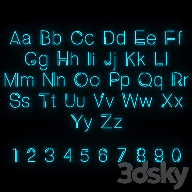 Neon Absolute Sans Latin font 3D Model