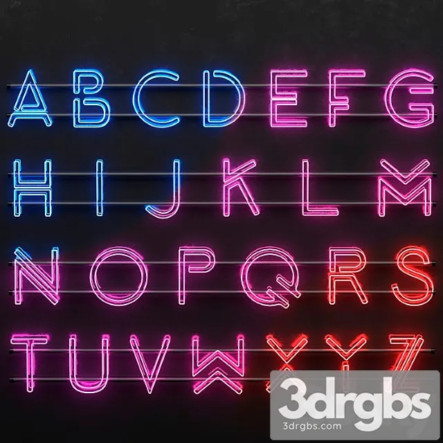 Neon Alphabet 3D Model Download