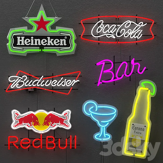 Neon Bar Signs 3D Model
