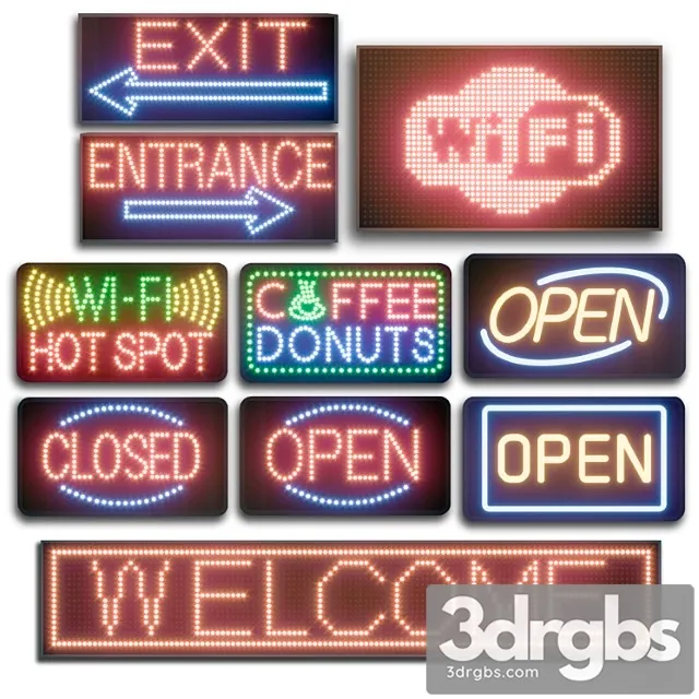 Neon Led display modules. set 04 3D Model Download