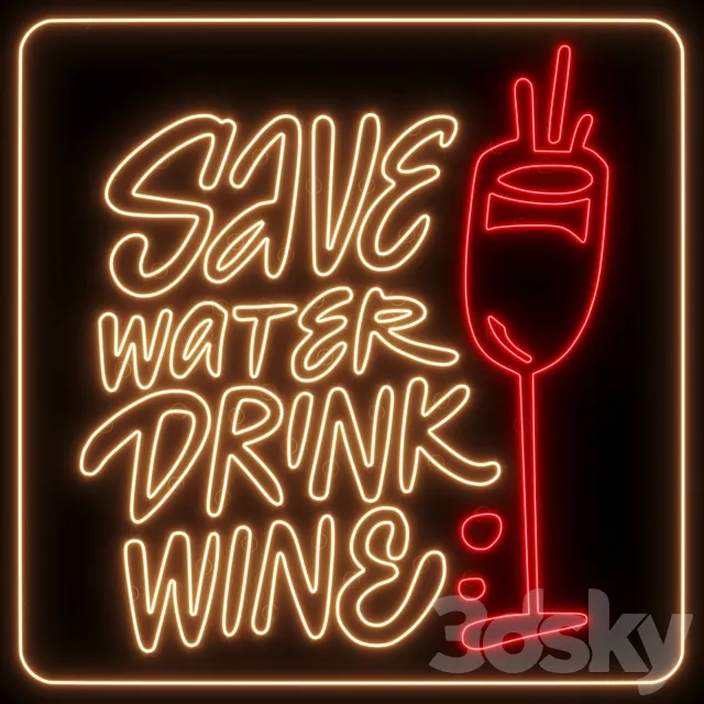 Neon Light Lamp 02 3D Model Neon Light Lamp 02 3D Model