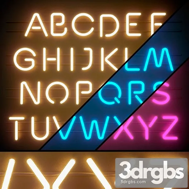 Neon Light modules. set 06. neon alphabet 3D Model Download