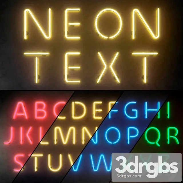 Neon Light modules. set 10. neon alphabet 3D Model Download
