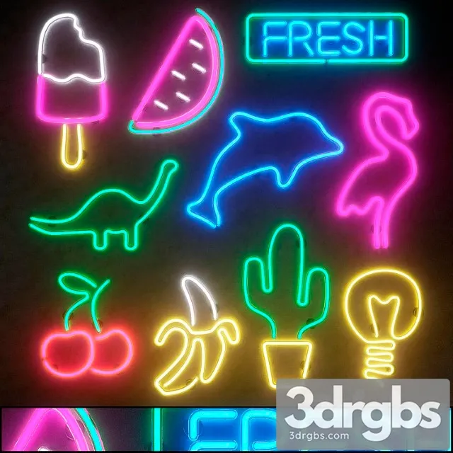 Neon Light modules. set 13. neon 3D Model Download