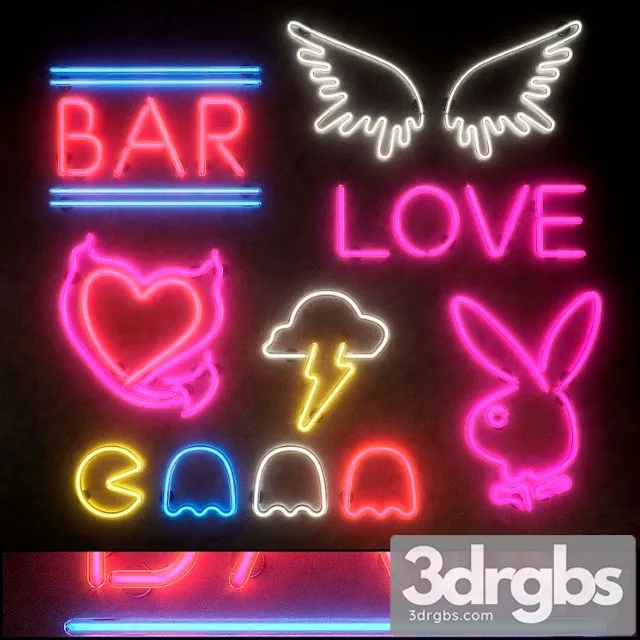 Neon Light modules. set 17. neon 3D Model Download