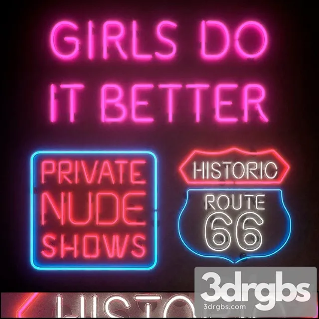 Neon Light modules. set 18. neon 3D Model Download