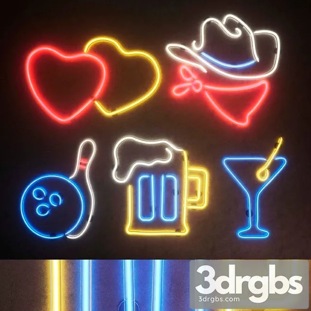 Neon Light modules. set 26. neon 3D Model Download