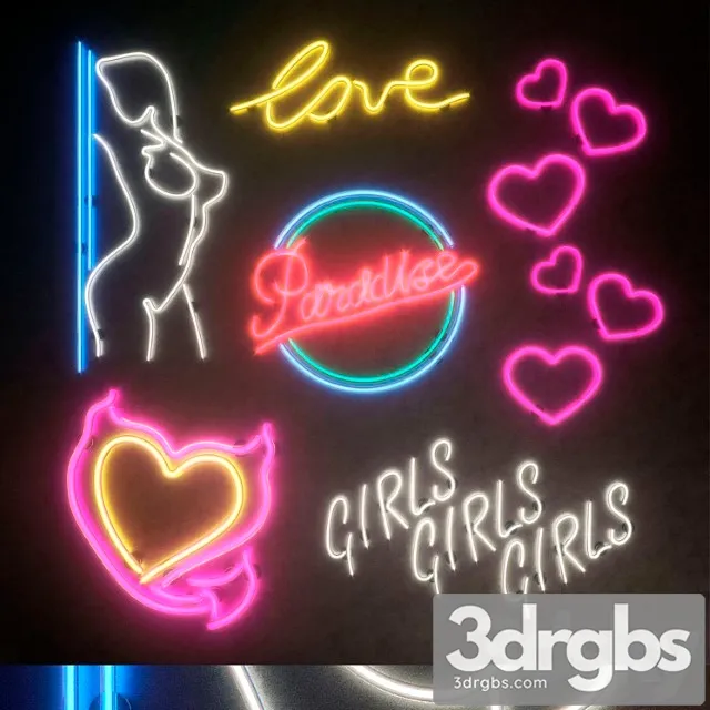 Neon Light modules. set 34. neon 3D Model Download