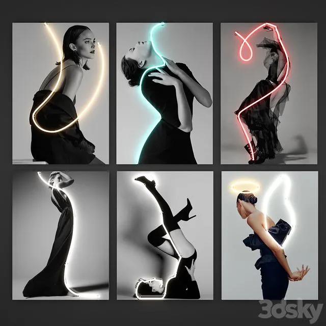 Neon light. Set 16 3D Model